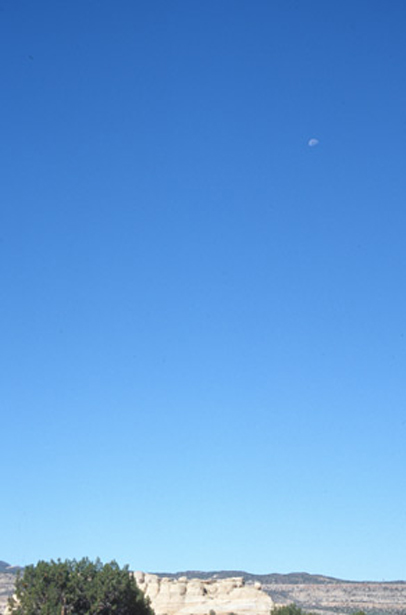 sky and waning crescent moon in New Mexico
