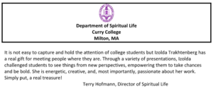 Testimonial from Curry College