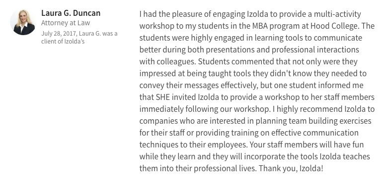 Laura Duncan LinkedIn recommendation