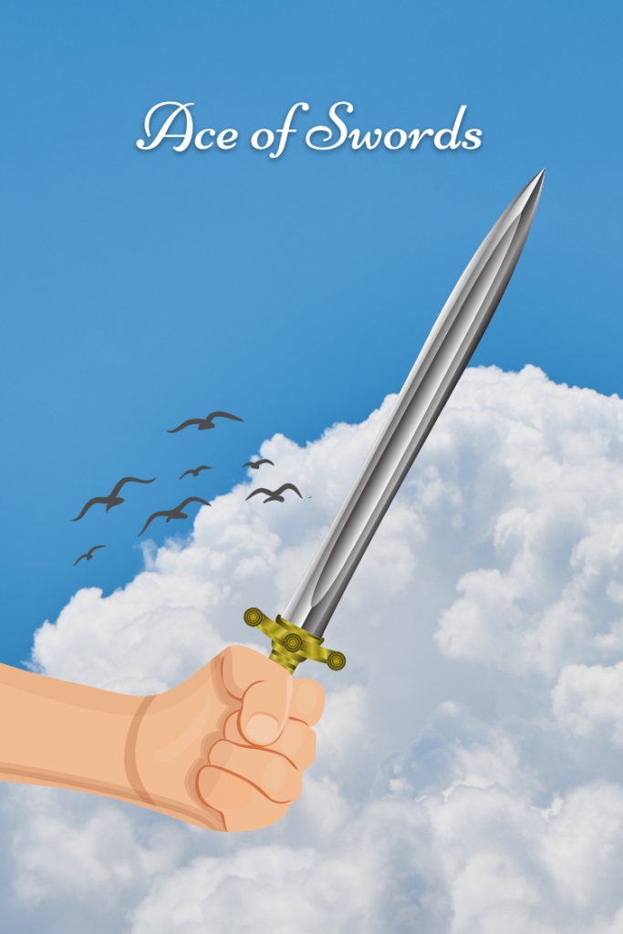 hand holding sword in sky