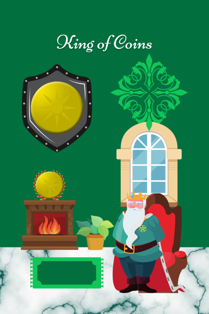 King in throne room with coins and other riches