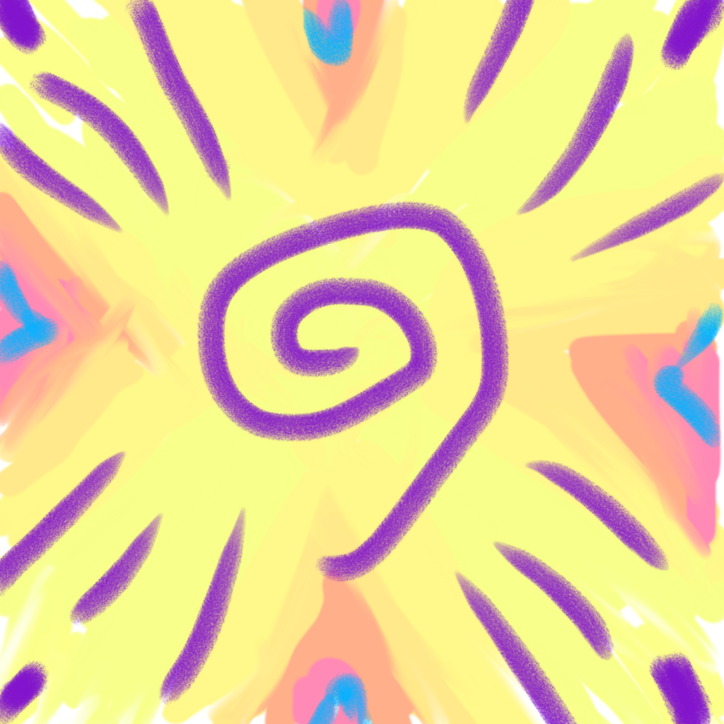 purple spiral on yellow background