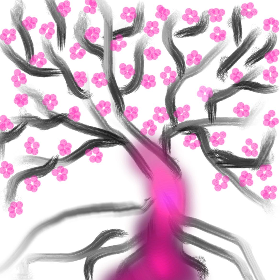 stylized pink cherry blossom tree