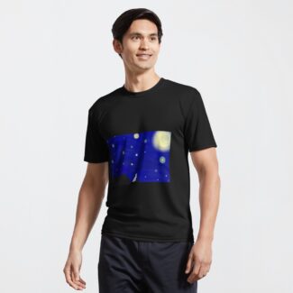 cat on a starry night t-shirt