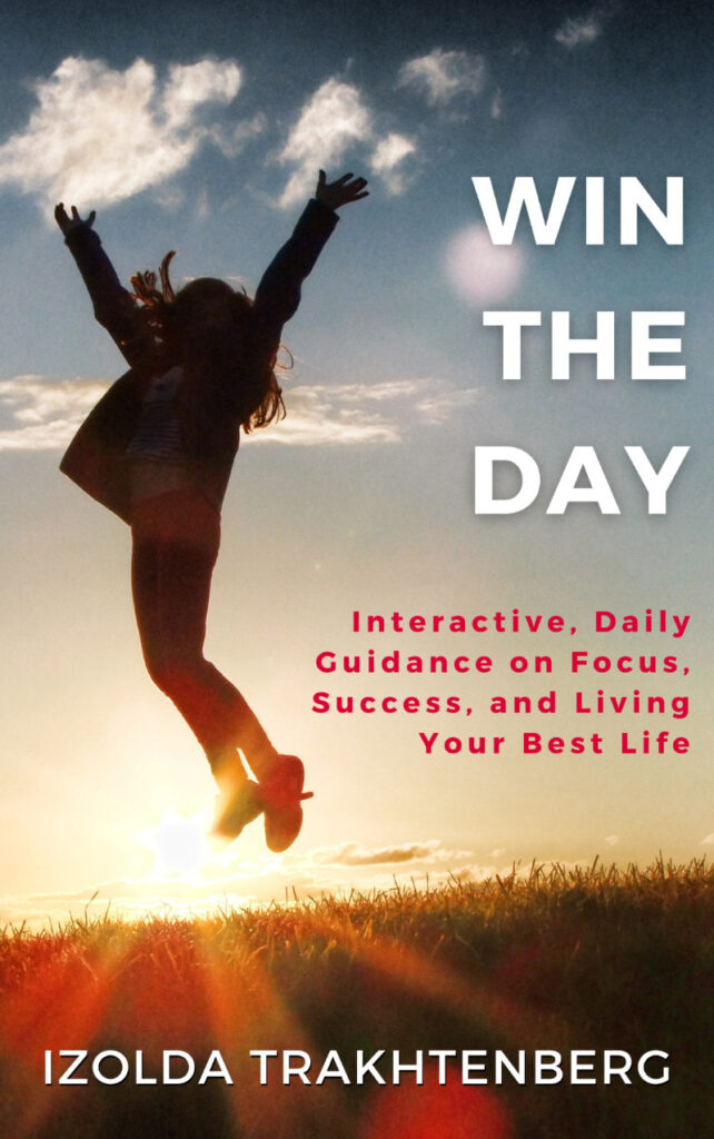 win the day book cover woman jumping in the setting sun