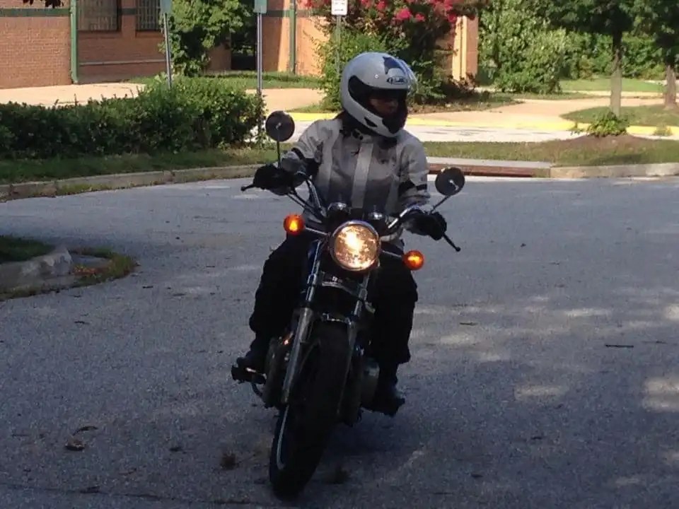 riding a motorcycle