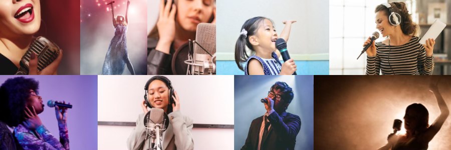 collage of individual people singing